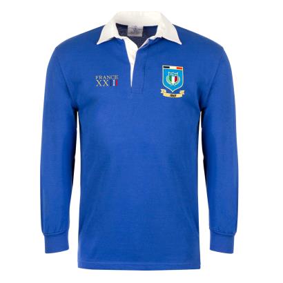 Italy Mens World Cup Classic Rugby Shirt - Long Sleeve Royal - Front