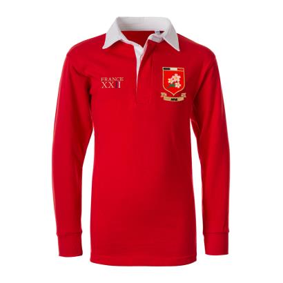 Japan Kids World Cup Classic Rugby Shirt - Long Sleeve Red - Front