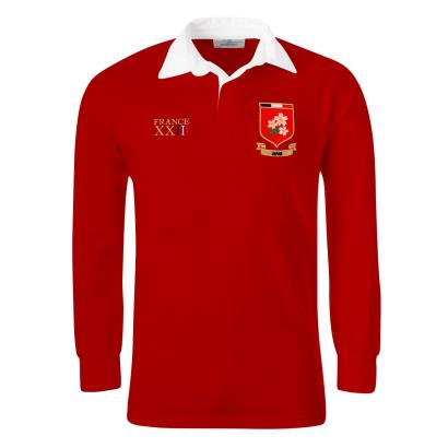Japan Mens World Cup Classic Rugby Shirt - Long Sleeve Red - Front