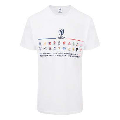 Rugby World Cup 2023 Mens 20 Nations Stacked T-Shirt - White - Front