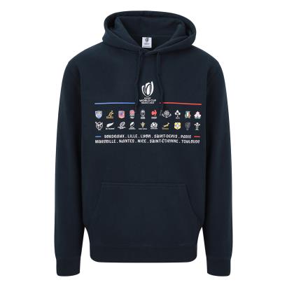 Rugby World Cup 2023 Mens 20 Nations Stacked Hoodie - Navy - Front