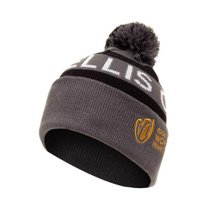 Adults Rugby World Cup 2023 Webb Ellis Bobble Beanie - Charcoal - Front