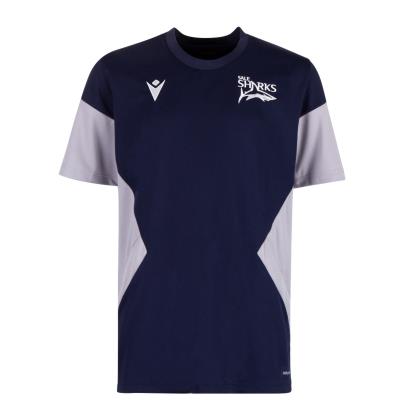 Sale Sharks Mens Training Gym Tee - Navy 2023 - Front