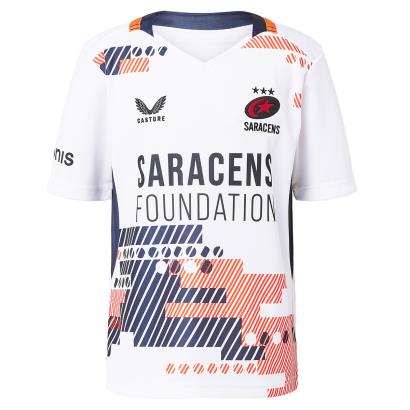 Saracens Kids Alternate Rugby Shirt - Short Sleeve White 2023 - Front