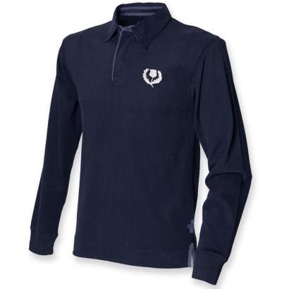 Scotland Supersoft L/S Rugby Shirt Navy - Front