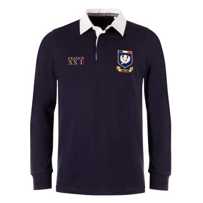 Scotland Mens World Cup Heavyweight Rugby Shirt - Navy - Front