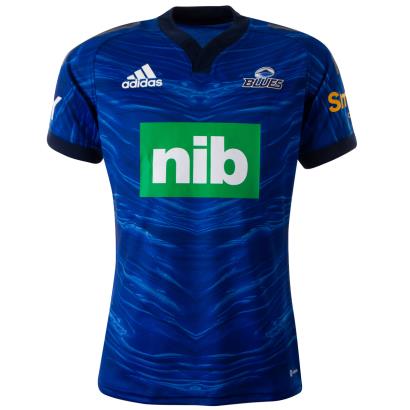 adidas Mens Super Rugby Blues Home Rugby Shirt - Short Sleeve - 