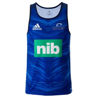 adidas Mens Super Rugby Blues Performance Singlet - Royal - Front