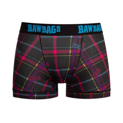 Bawbags Techno Tartan Mens Cool de Sacs Boxer Shorts - Black - Front