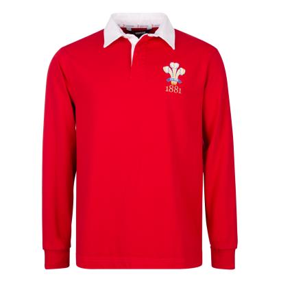 Rugbystore Wales 1881 Mens Rugby Shirt - Long Sleeve Red - Front