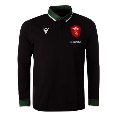 Macron Wales Mens Classic Alternate Rugby Shirt - Long Sleeve - Front