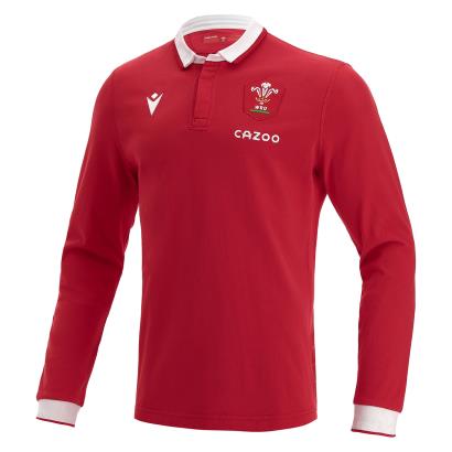 Macron Wales Mens Classic Home Rugby Shirt - Long Sleeve - Front