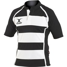 Gilbert Teamwear Xact Hooped Match Shirt Black/White - Front