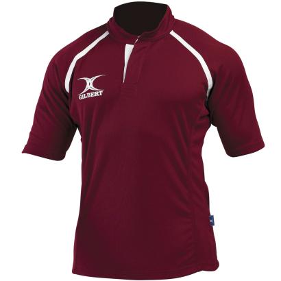 Gilbert Teamwear Xact Plain Match Shirt Maroon - Front
